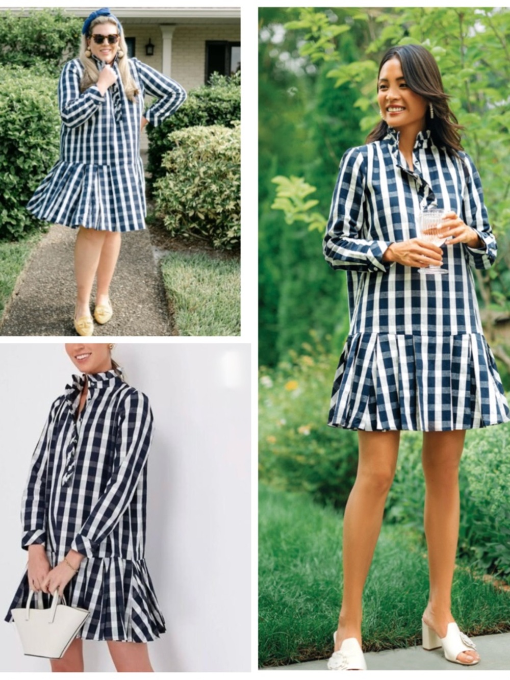 Tuckernuck Navy and White Gingham Ruffle-Hem Mini Dress XXXL NWT